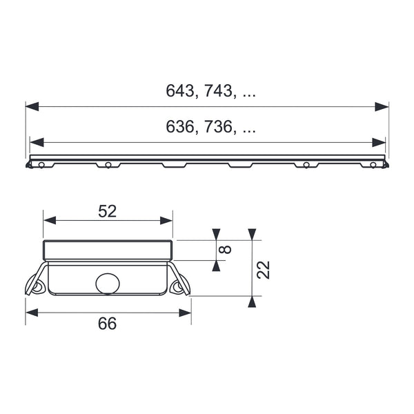 TECE TECEdrainline glasafdekking voor douchegoot, gesatineerd, Glas zwart gesatineerd, 1500 mm