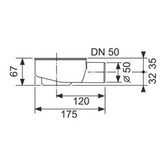 TECE Drain, minimum DN 50, horizontal drain
