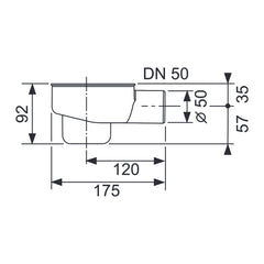 TECE Drain normal DN 50, horizontal drain