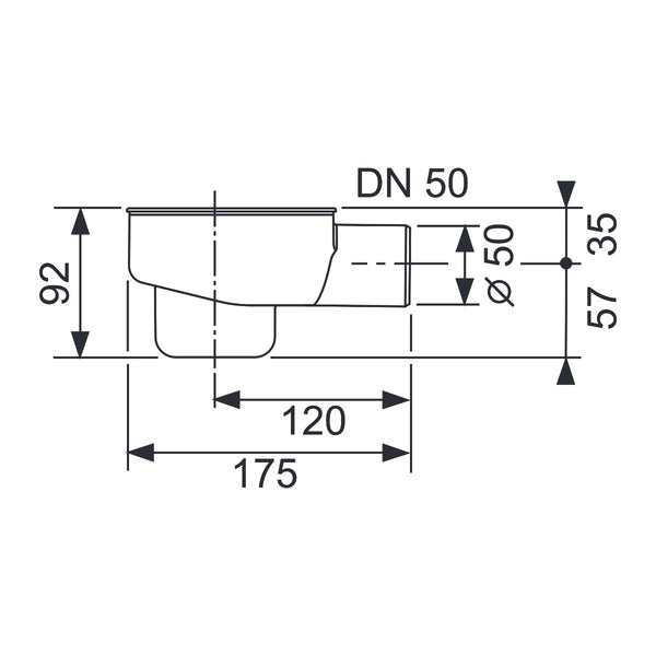 TECE Drain normal DN 50, horizontal drain
