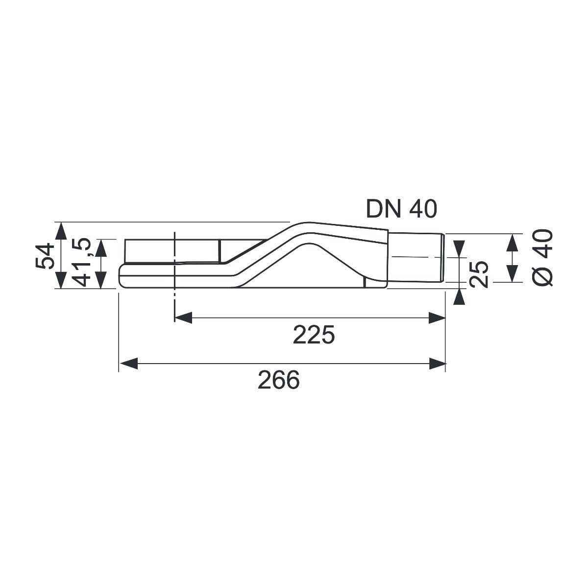 TECE Drain super low DN 40 horizontal drain