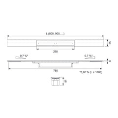 TECE TECEdrainprofile doucheprofiel met zwarte coating, Geborsteld zwart, 1600 mm