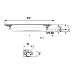 TECEdrainprofile low drain, DN 40, horizontal drain