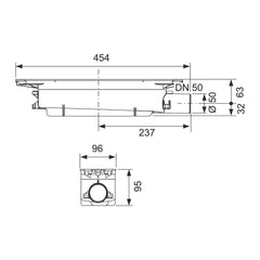 TECEdrainprofile normal drain, DN 50, horizontal drain