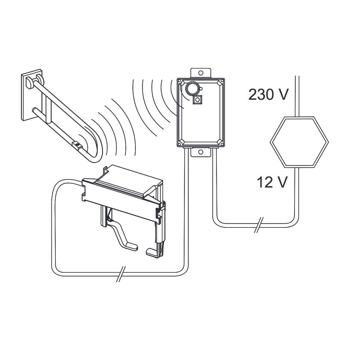 TECE planus radio remote control for folding support brackets 230/12 V adapter