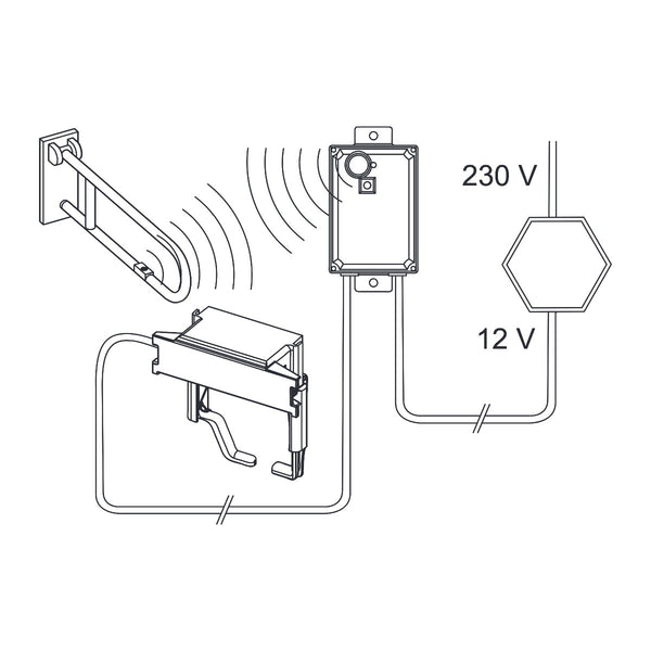 TECE planus radio remote control for folding support brackets 230/12 V adapter