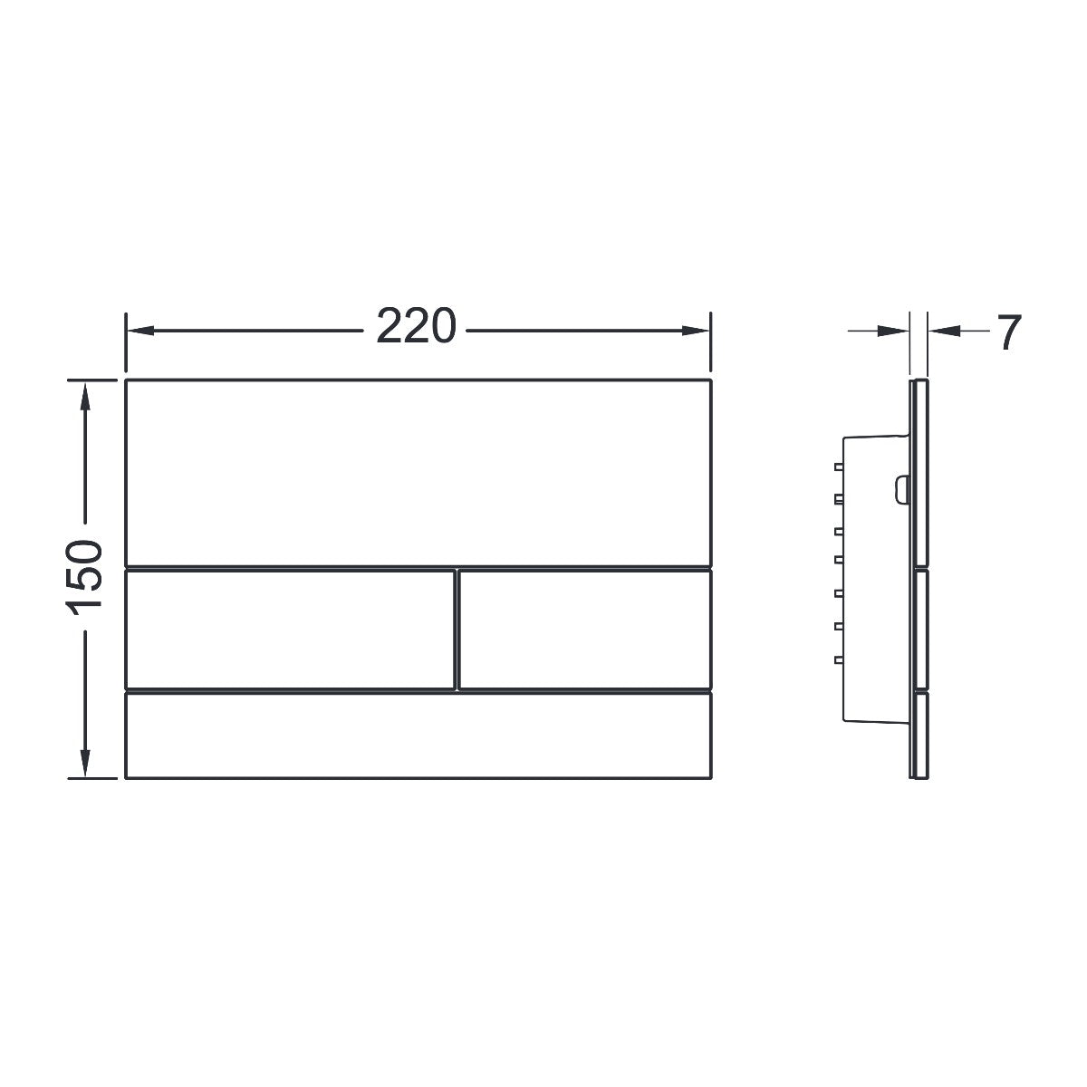 TECE TECEsquare II WC-bedieningsplaat van glas voor duospoeltechniek, Glas zwart gesatineerd