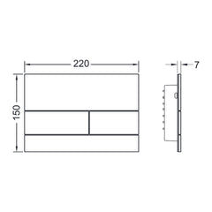 TECE TECEsquare II WC-bedieningsplaat van glas voor duospoeltechniek, Glas zwart gesatineerd
