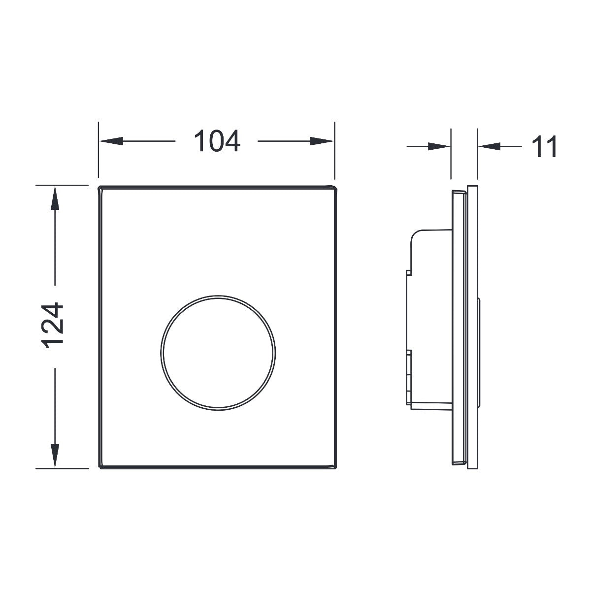 TECE urinal control panel, pure white glass, white button