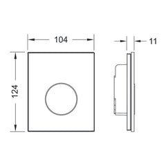 TECE urinal control panel, pure white glass, white button