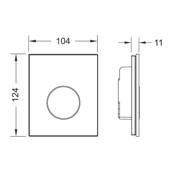 TECE urinal control panel, glass white, round brushed button