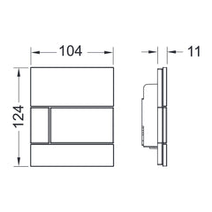 TECE TECEsquare urinoirbedieningsplaat van glas incl. cartouche, Glas glanzend zwart, gepolijst, toets geborsteld rvs look (met anti-vingerprint)