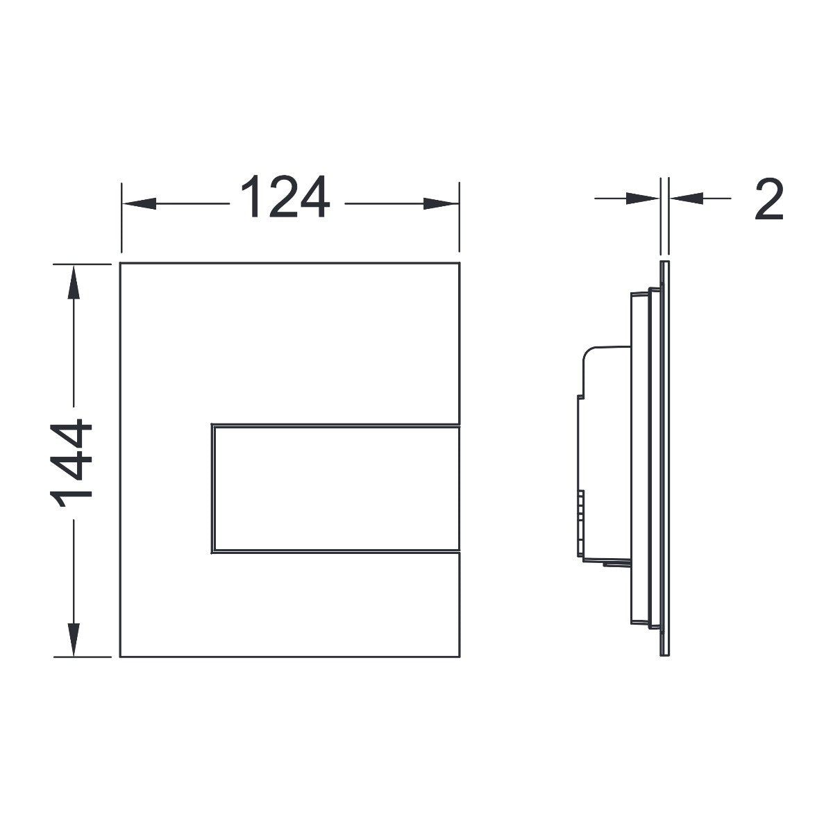 TECE TECEsquare urinoir-bedieningsplaat van metaal incl. cartouche, Glanzend wit