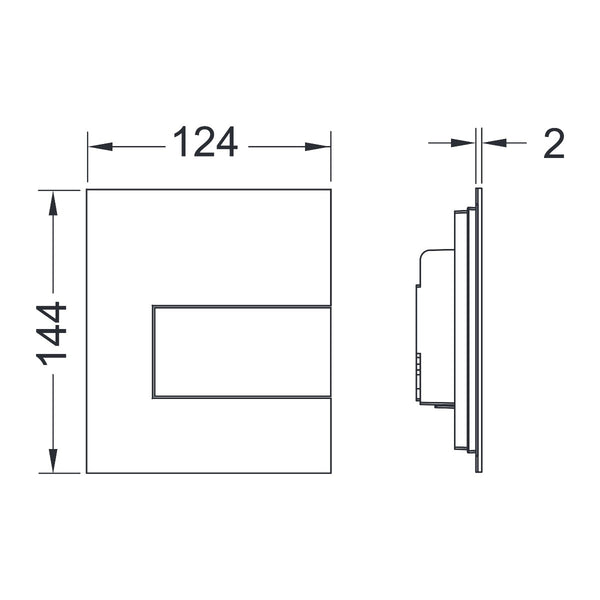 TECE square urinal control plate metal incl. cartridge, stainless steel.