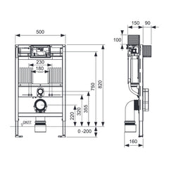TECE TECEprofil WC-inbouwframe met Uni-reservoir, bouwhoogte 820 mm