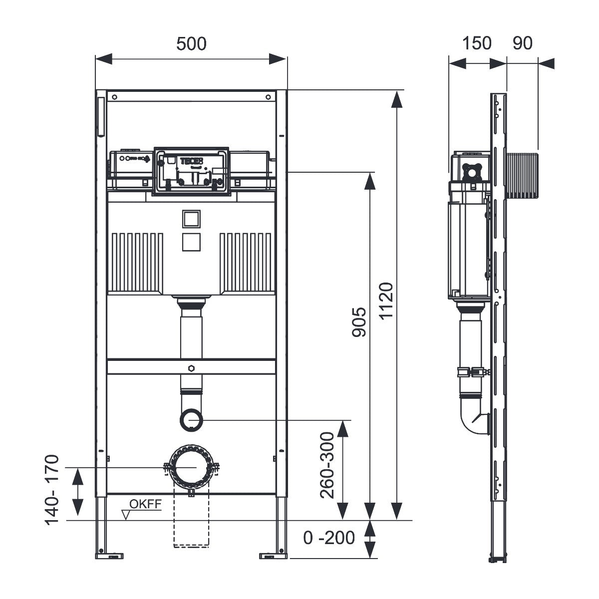 TECE TECEprofil WC-inbouwframe 