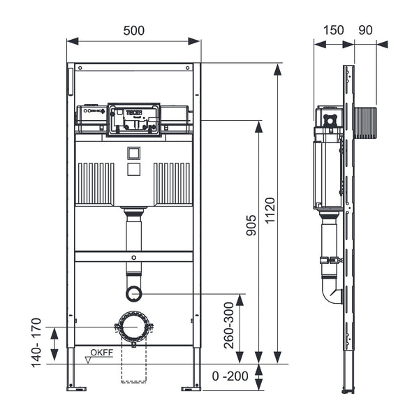 TECE TECEprofil WC-inbouwframe 