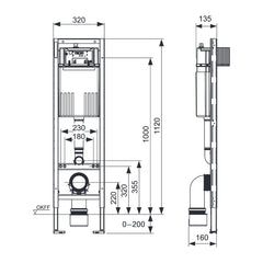 TECE TECEprofil WC-inbouwframe met Compact 320-reservoir, bouwhoogte 1120 mm