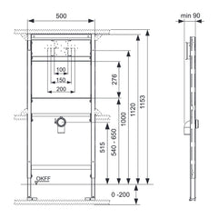 TECE TECEprofil wastafel inbouwframe voor uitstortgootsteen, bouwhoogte 1120 mm