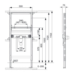 TECE TECEprofil wastafel-inbouwframe bouwhoogte 1120 mm met inbouwsifon