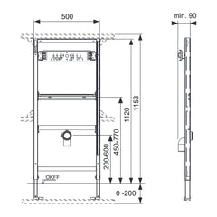 TECE TECEprofil urinoir-inbouwframe voor opbouw drukspoeler, bouwhoogte 1120 mm