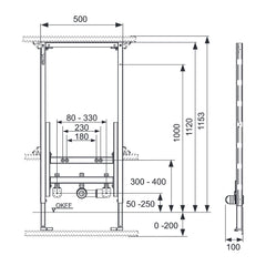 TECE TECEprofil bidet-inbouwframe bouwhoogte 1120 mm, voor hangbidet