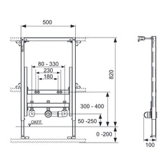 TECE TECEprofil bidet-inbouwframe bouwhoogte 820 mm, voor hangbidet
