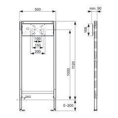 TECE TECEprofil bad-/douche-inbouwframe met verstelbare bevestigingsplaat voor inbouw- en wandkranen, bouwhoogte 1120 mm
