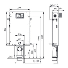TECEbox WC installation frame with Uni-flush cabinet, with tileable front panel, installation height 1110 mm