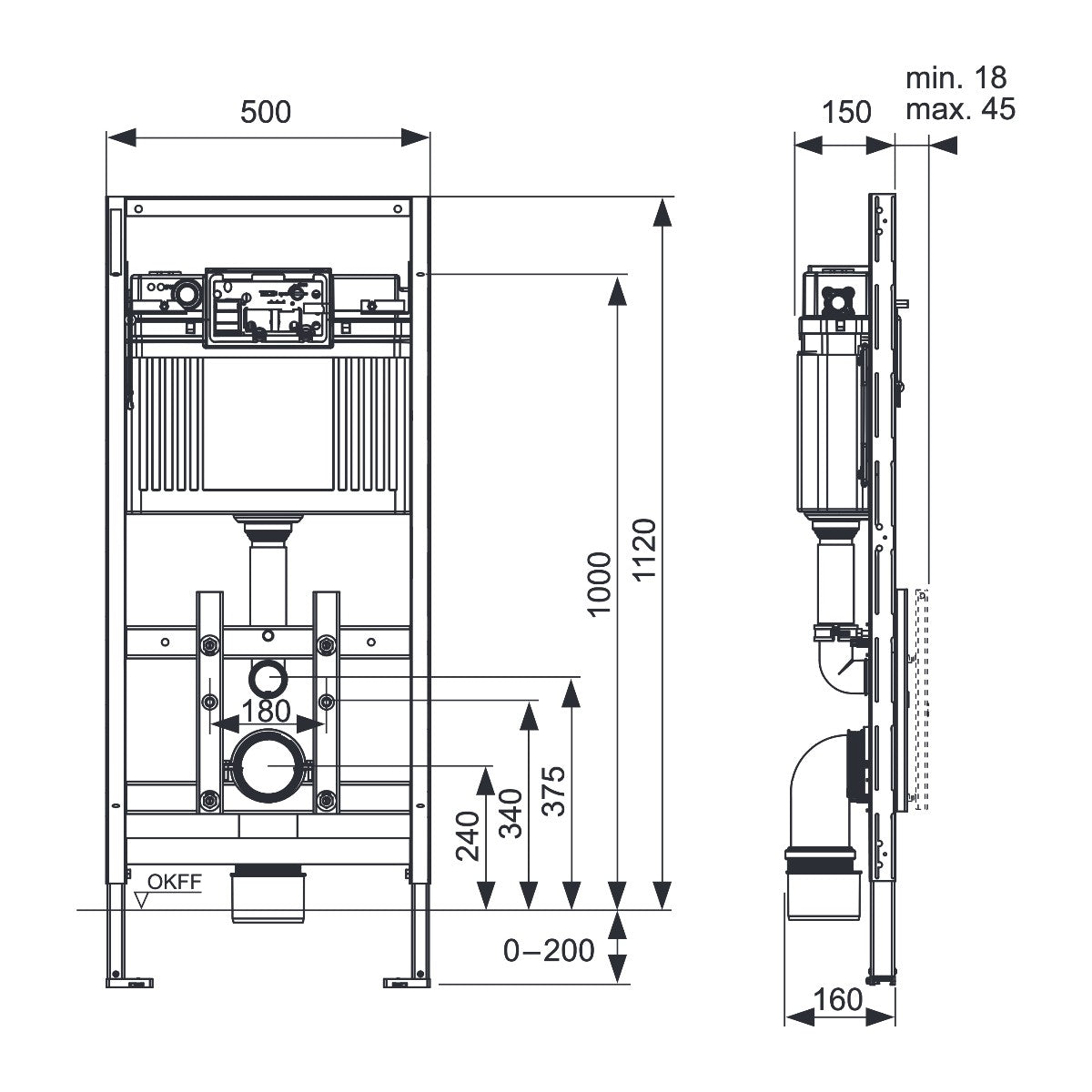 TECE TECElux 100, built-in cistern 1120 mm