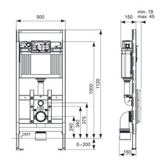 TECE TECElux 100, built-in cistern 1120 mm