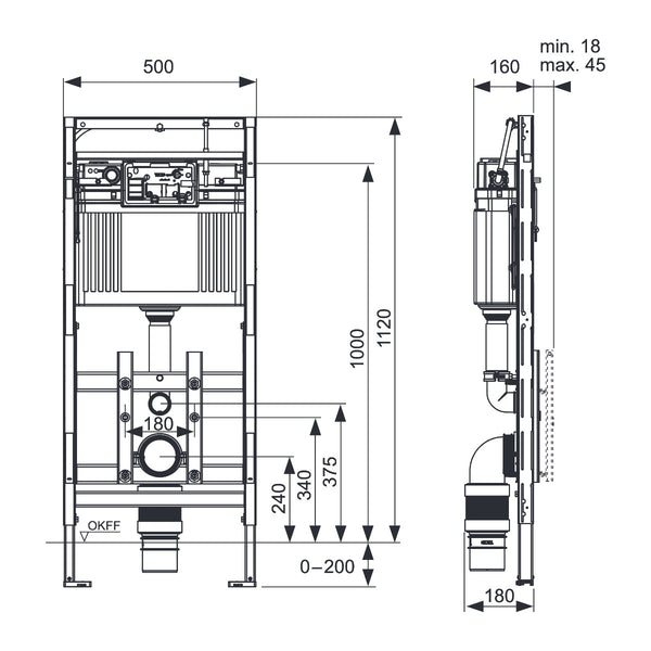 TECE TECElux 200, built-in cistern 1120 mm,