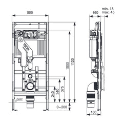 TECE TECElux 400, built-in reservoir 1120 mm, odour extraction,