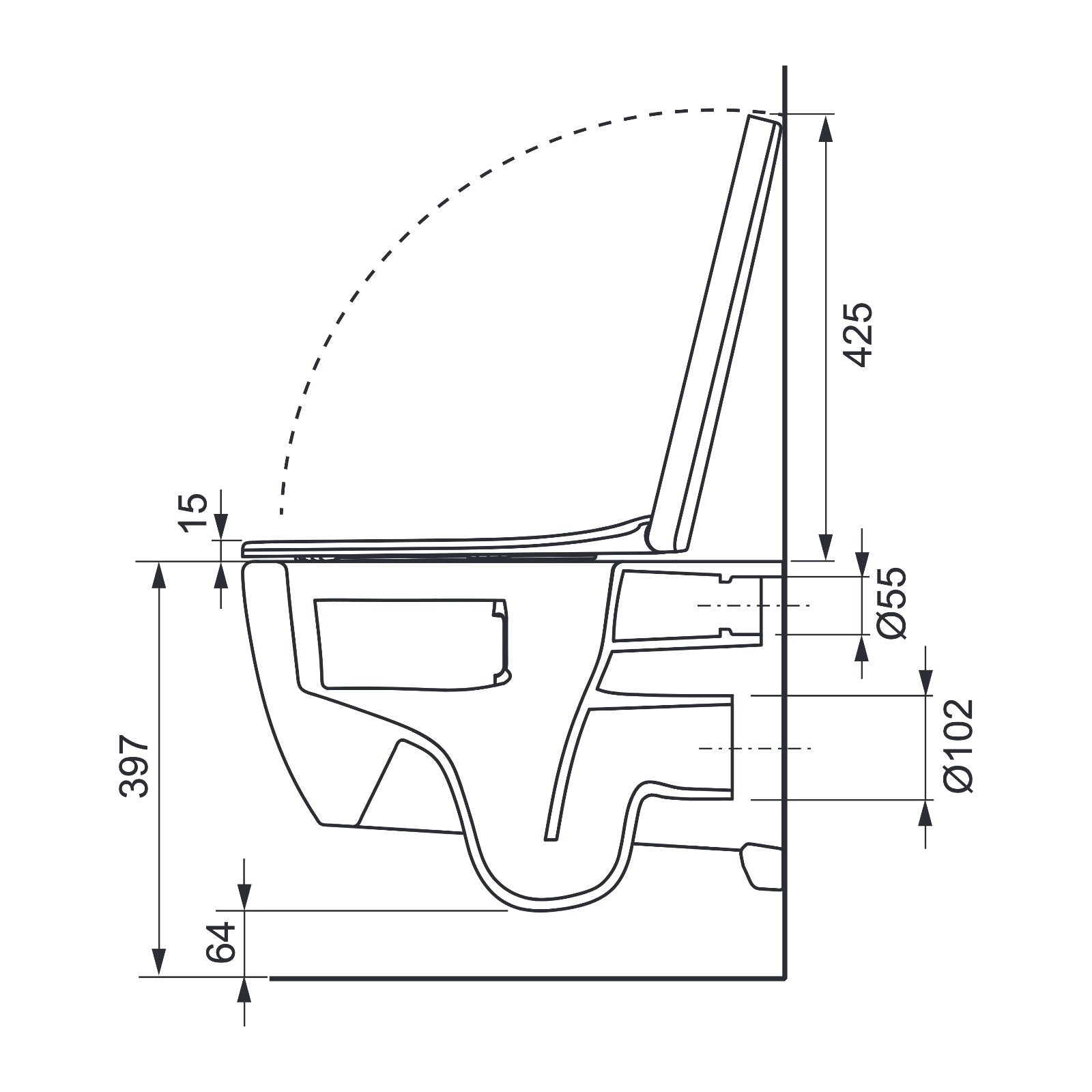 TECE TECEloft set, toilet keramiek met cycloonspoeling, inclusief zitting/deksel