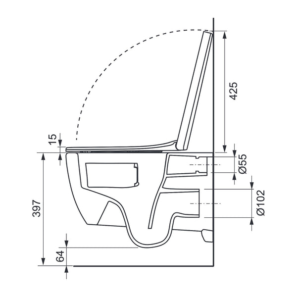 TECE TECEloft set, toilet keramiek met cycloonspoeling, inclusief zitting/deksel