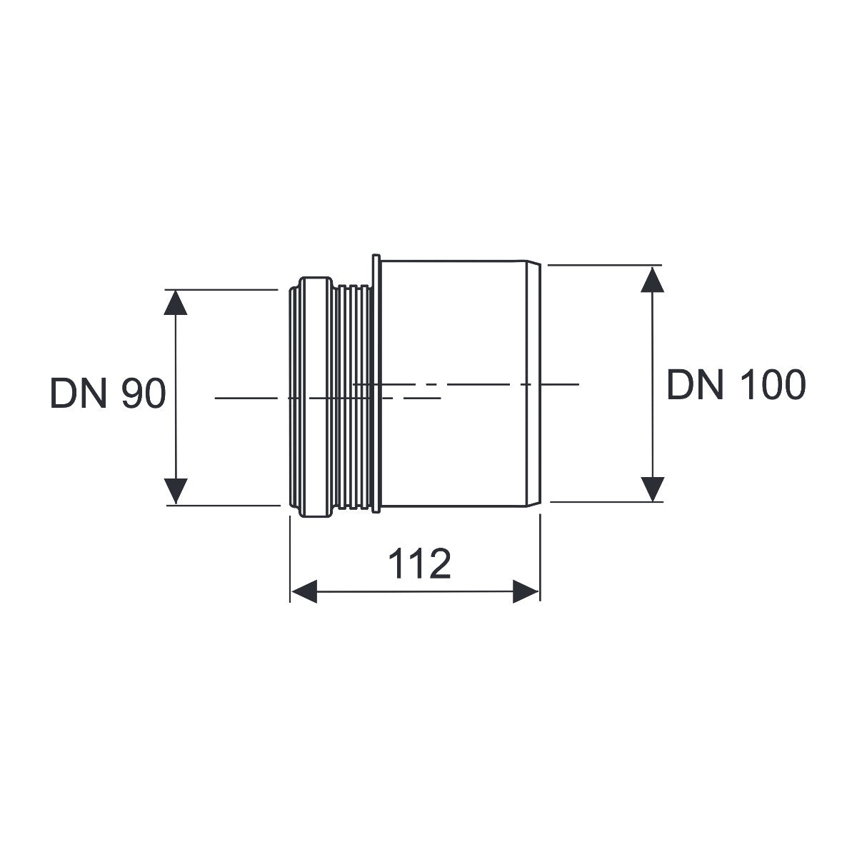 TECE WC-overgangsstuk DN 90/100, PVC