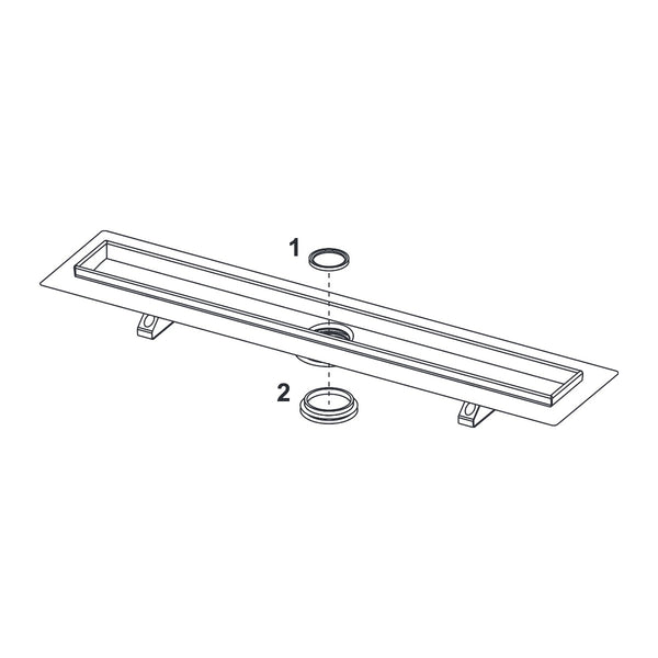 TECE TECEdrainline douchegoot, gekleurde coating, met Seal System afdichtingsband, Mat wit, 1500 mm