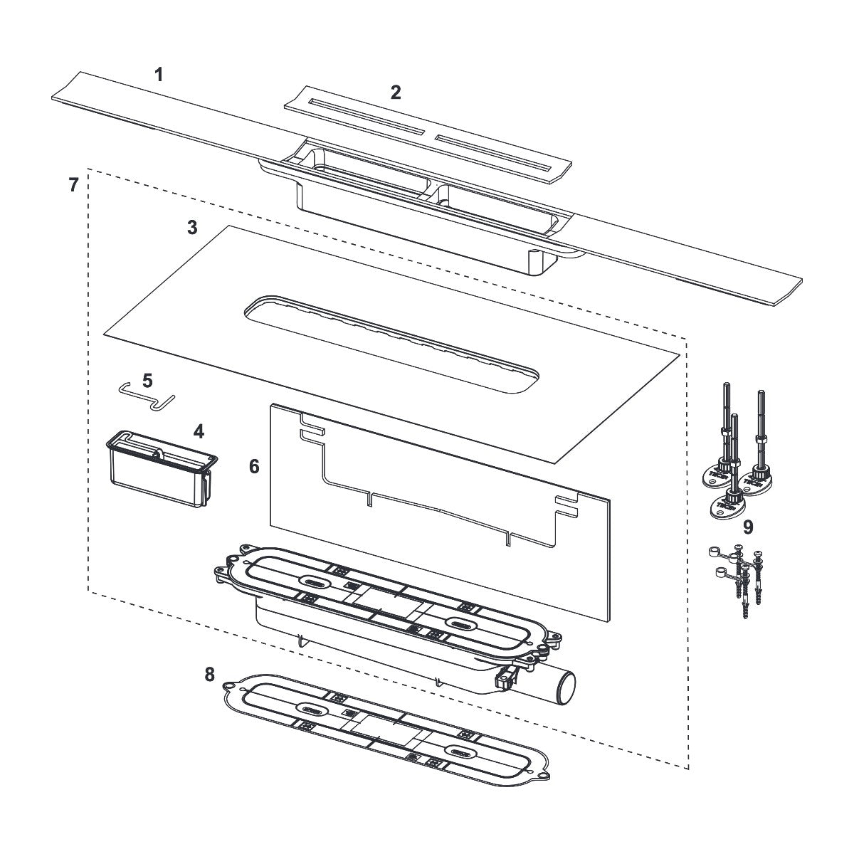 TECE TECEdrainprofile doucheprofielset met zwarte coating, Geborsteld zwart, 1000 mm