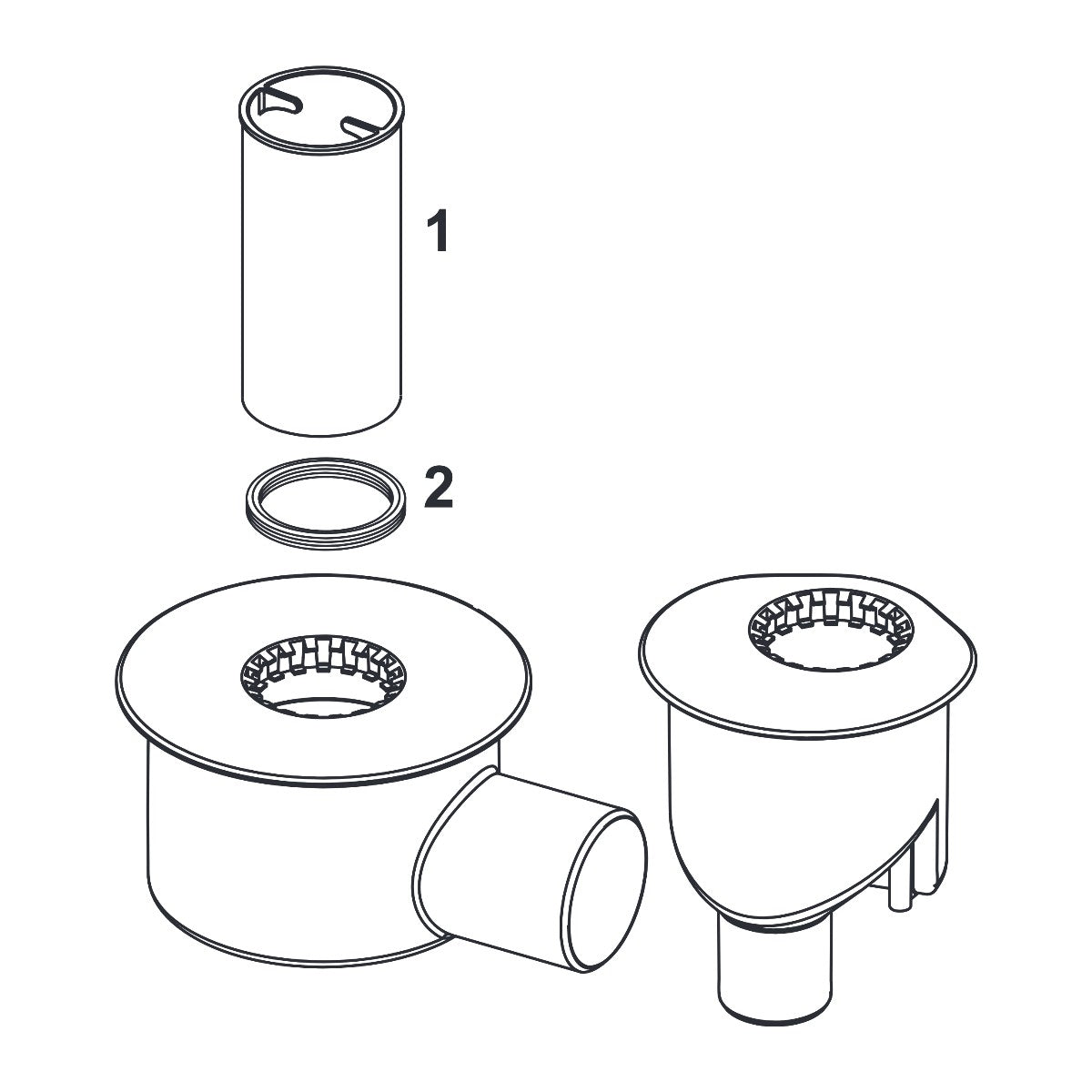 TECE Drain maximum DN 70, horizontal drain