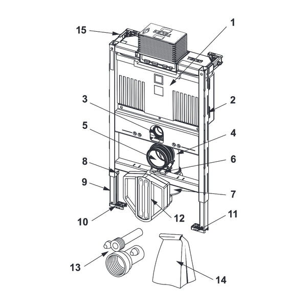 TECE TECEprofil WC-inbouwframe met Uni 750-reservoir, bouwhoogte 750 mm
