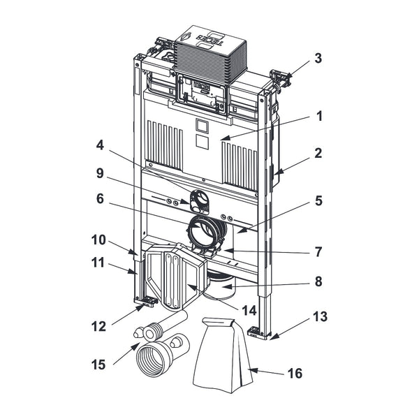 TECE TECEprofil WC-inbouwframe met Uni-reservoir, bouwhoogte 820 mm