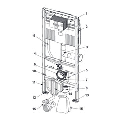 TECEprofil WC installation frame with Uni-flush cabinet, with connection for odour extraction, installation height 1120 mm