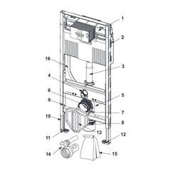 TECE TECEprofil WC-inbouwframe met Uni-reservoir en variabel in hoogte verstelbare onderste bouwconstructie, bouwhoogte 1120 mm