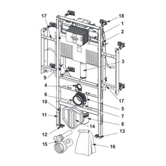 TECE TECEprofil WC-gerontomodule met Uni-reservoir, keramiekbevestiging voor zithoogte van 48 cm conform DIN 18040-1, bouwhoogte 1120 mm
