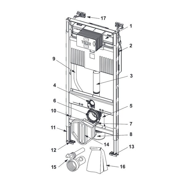 TECE TECEprofil WC-inbouwframe met Uni-reservoir, bouwhoogte 1120 mm
