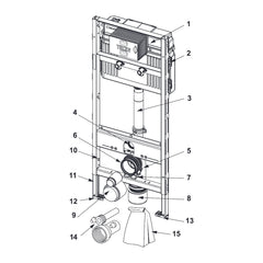 TECE TECEprofil WC-inbouwframe met Uni-reservoir voor Geberit Publica uitstortgootsteen, bouwhoogte 1340 mm