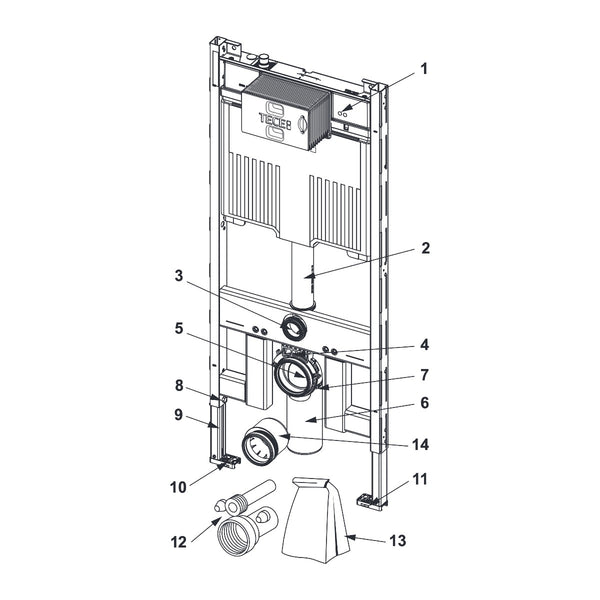 TECE TECEprofil WC-inbouwframe met Octa II-reservoir, 8 cm, bouwhoogte 1120 mm