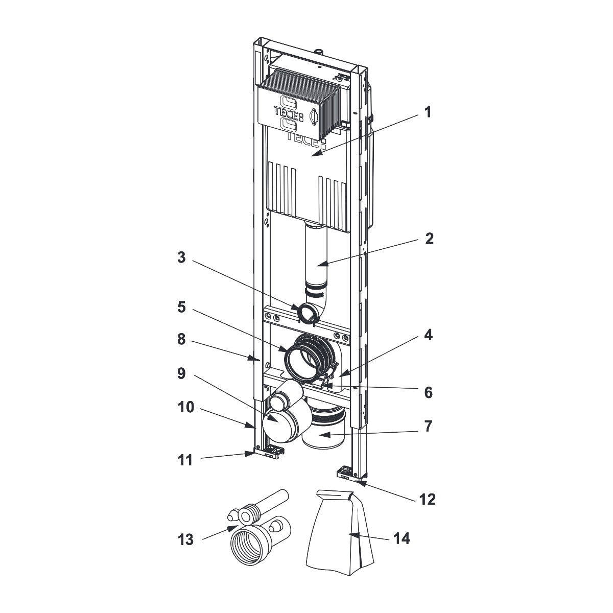 TECE TECEprofil WC-inbouwframe met Compact 320-reservoir, bouwhoogte 1120 mm
