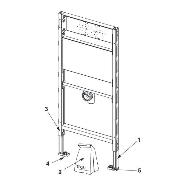 TECE TECEprofil wastafel inbouwframe voor uitstortgootsteen, bouwhoogte 1120 mm