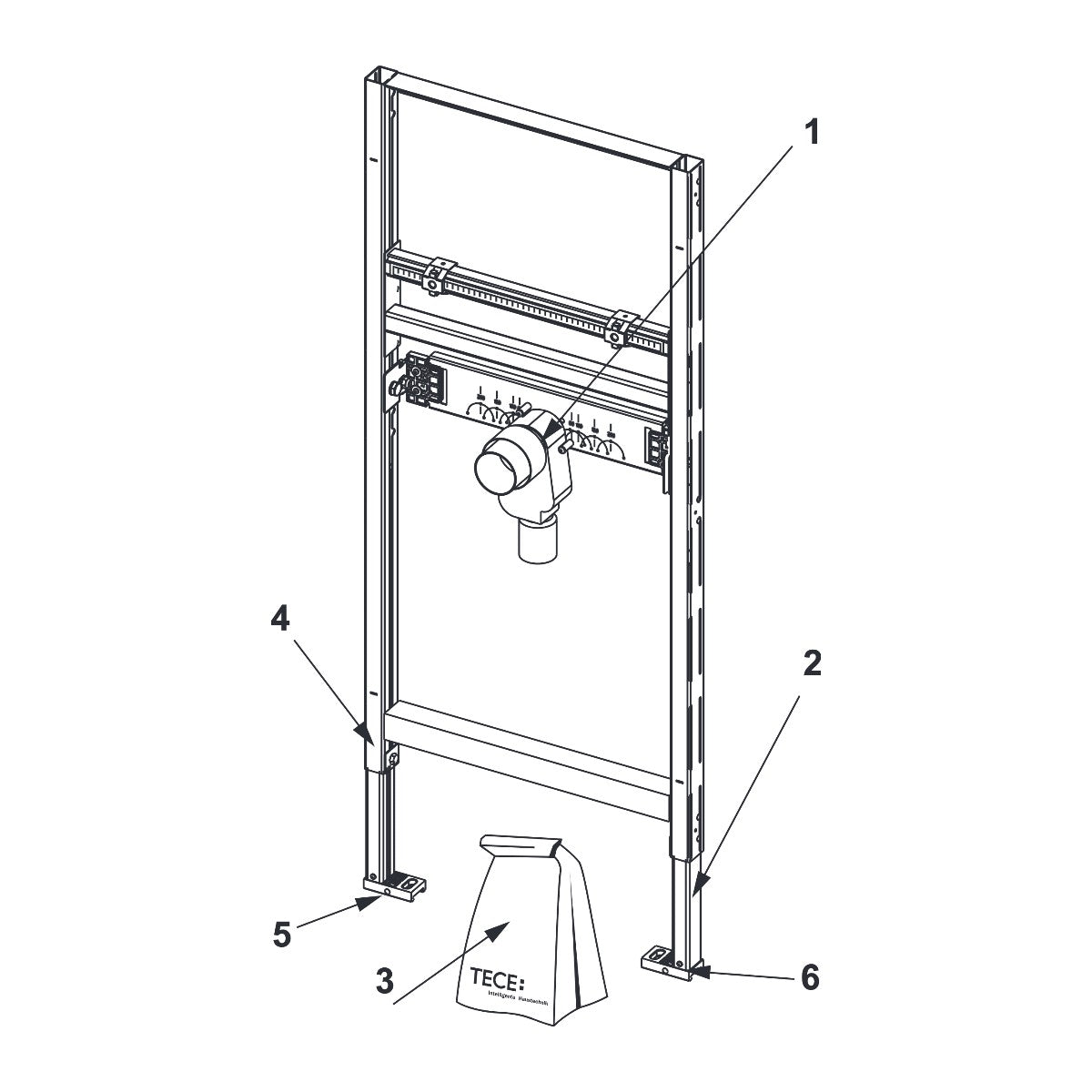 TECE TECEprofil wastafel-inbouwframe bouwhoogte 1120 mm met inbouwsifon